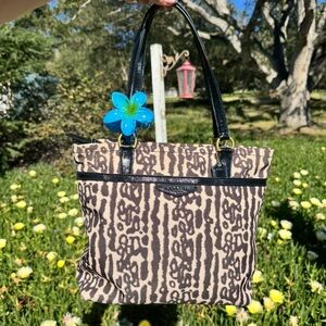 Coach Ocelot Leopard Print Zip Tote F31901 + Flower Clip